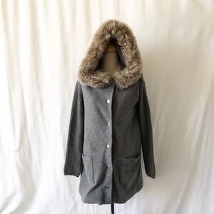 Massimo Dutti faux fur hooded jacket/coat size XS